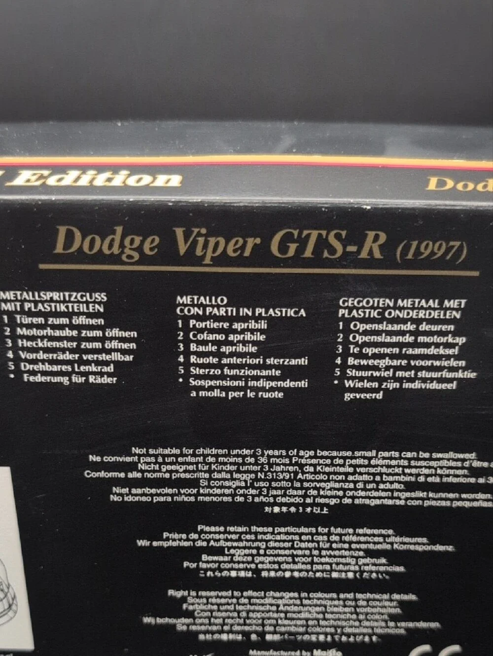 MAISTO Dodge Viper GTS-R 1997 Diecast Model White with Blue Stripes New in Box